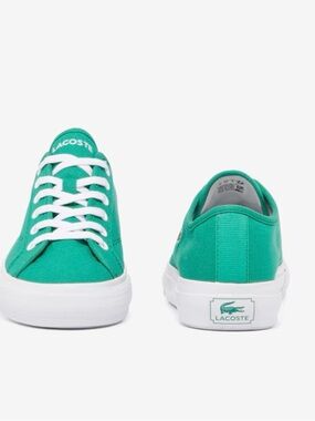 Lacoste Teal Green Canvas Low-Top Sneakers with White Soles